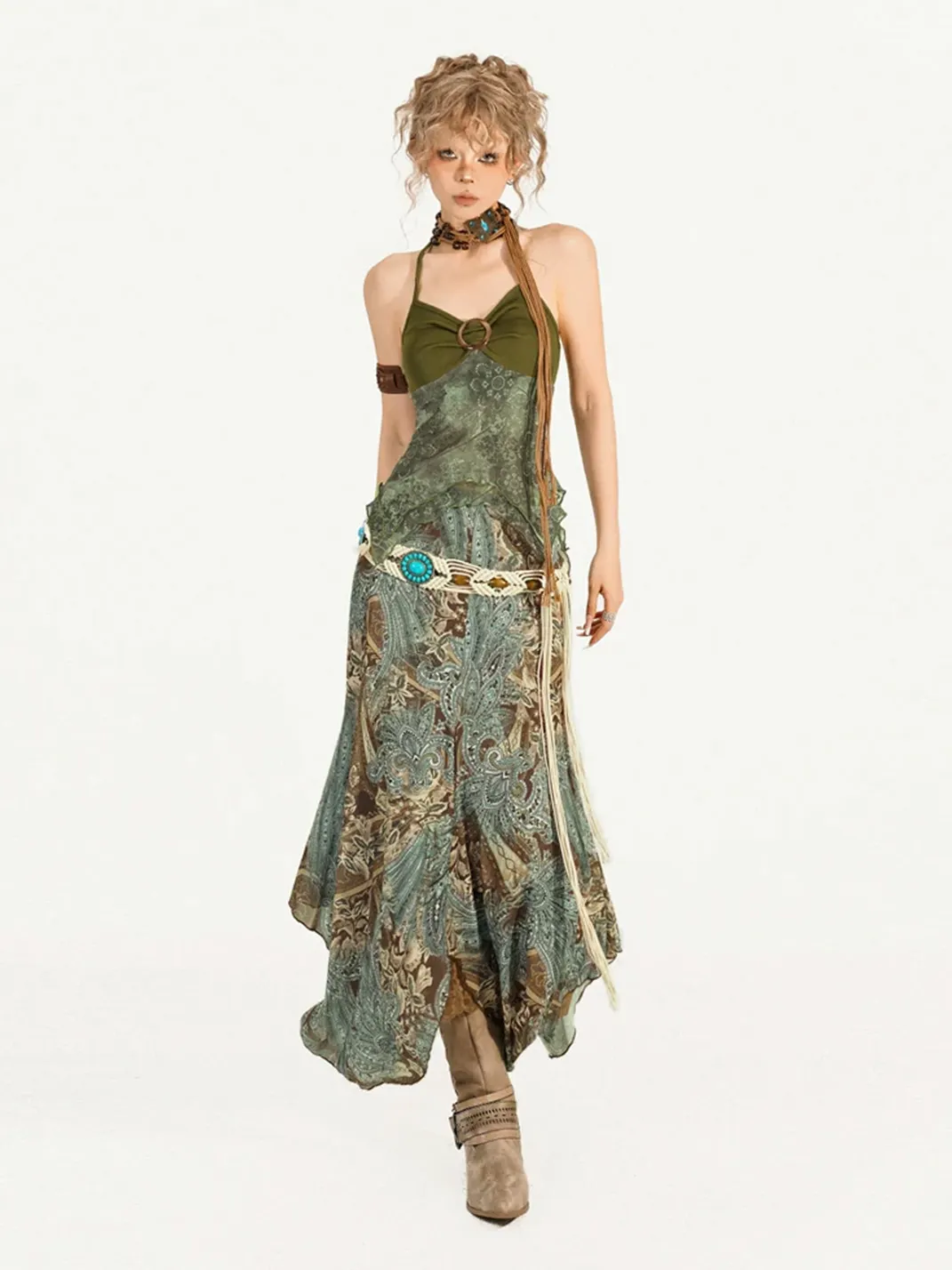 Nico Molly | Printed Camisole And Asymmetrical Skirt Set