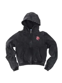 THEWET | Washed Distressed Split-Tongue Graphic Hoodie