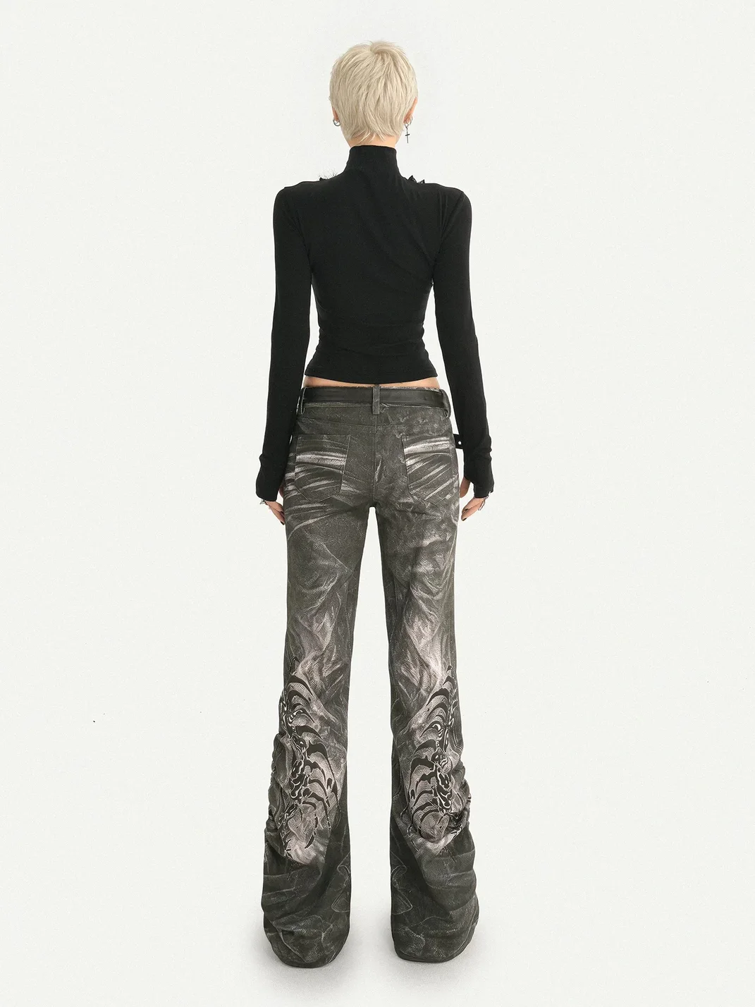 Nico Molly | Slim-Fit Long-Sleeve Lace Panel High-Neck T-Shirt And Pants