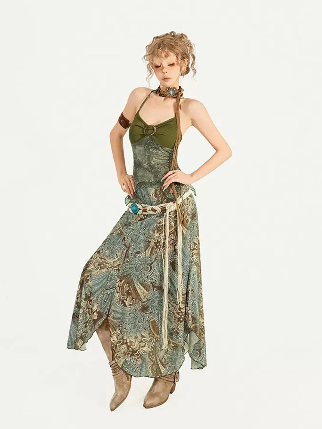 Nico Molly | Printed Camisole And Asymmetrical Skirt Set