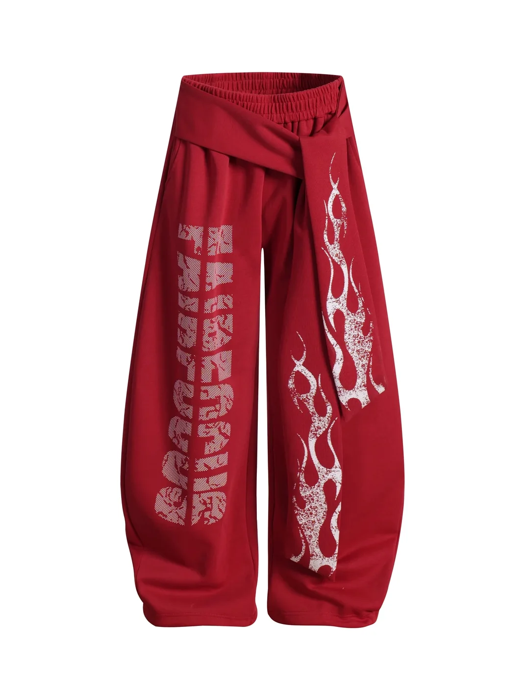 BLACKLISTS | Flame Lettering Tie-Waist Wide-Leg Sweatpants