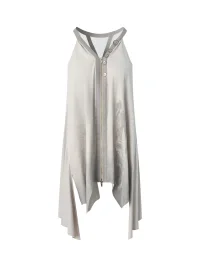 DoublePunch | Printed Faux Suede Zip-Front Backless Halter Dress