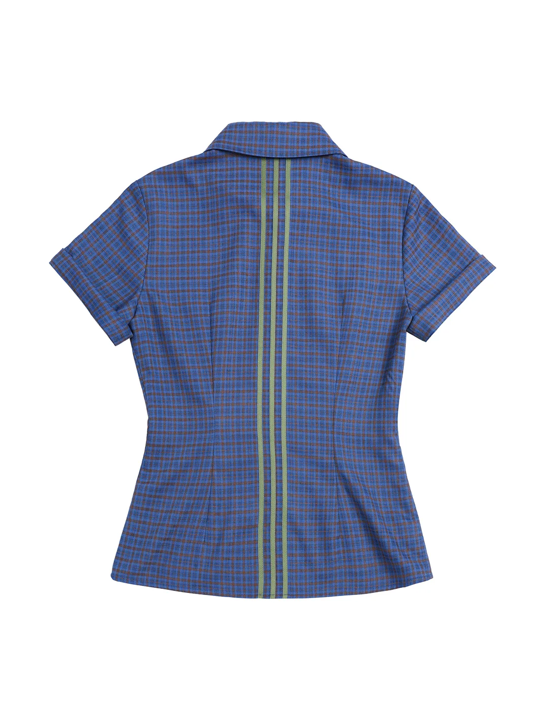 JIKOO | Blue Plaid Short Sleeve Collared Shirt
