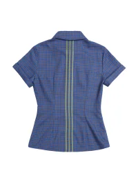 JIKOO | Blue Plaid Short Sleeve Collared Shirt