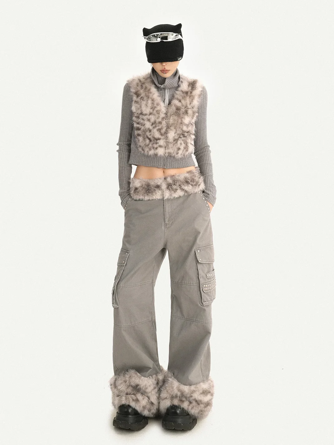Nico Molly | Plush Sleeveless Vest And Knit Top Set