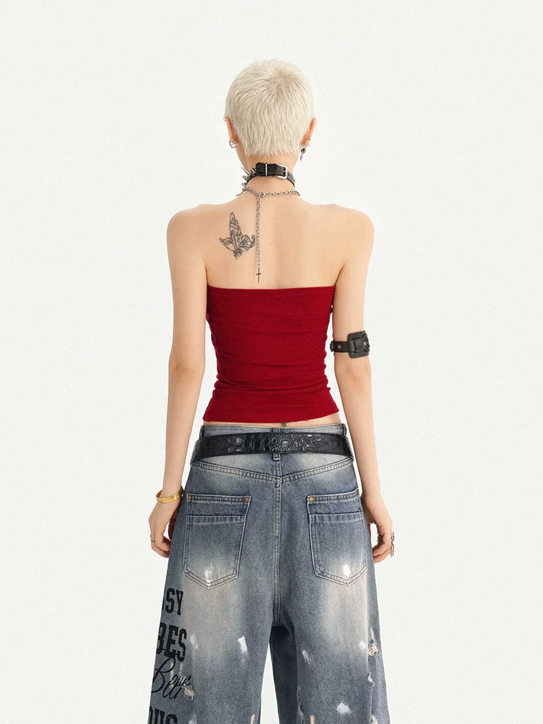 Nico Molly | Studded Slim-Fit Red Tube Top