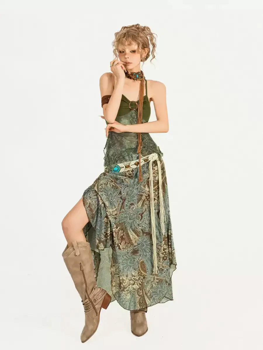 Nico Molly | Printed Camisole And Asymmetrical Skirt Set - 4