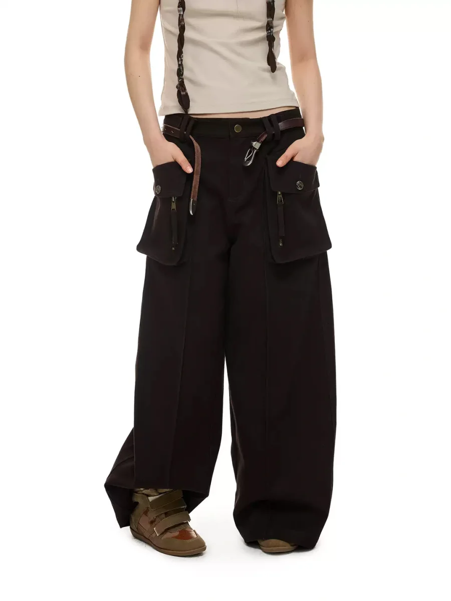 JIKOO | Mid-Rise Relaxed Straight-Leg Brushed Cargo Pants - 2