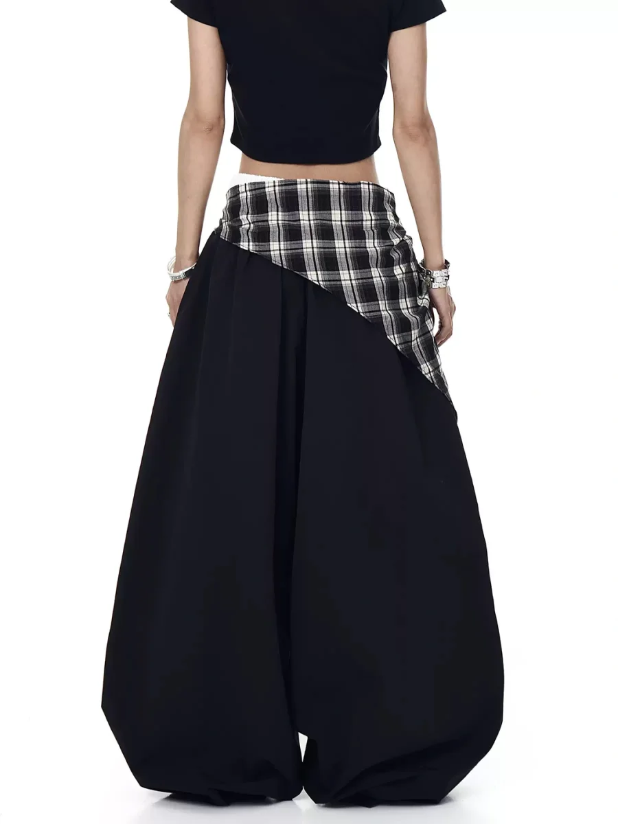 BLACKLISTS | Plaid Accent Double Waistband Wide-Leg Parachute Pants - 3