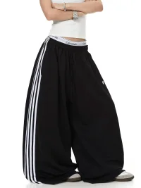 BLACKLISTS | Contrast Stripe Loose Wide-Leg Sweatpants