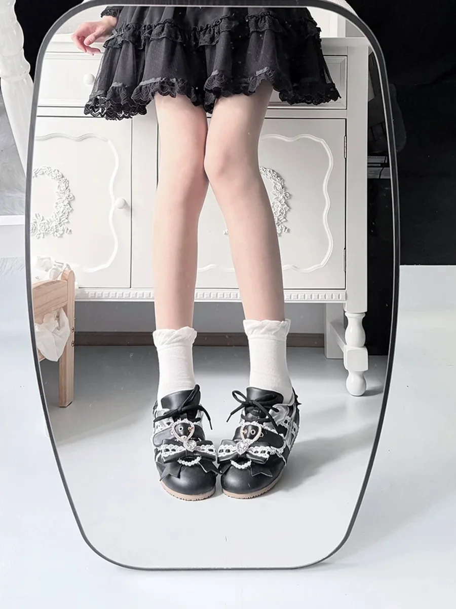 Transfer Student | Lace-Up Rhinestone Bow Low-Heel Sneakers - 3