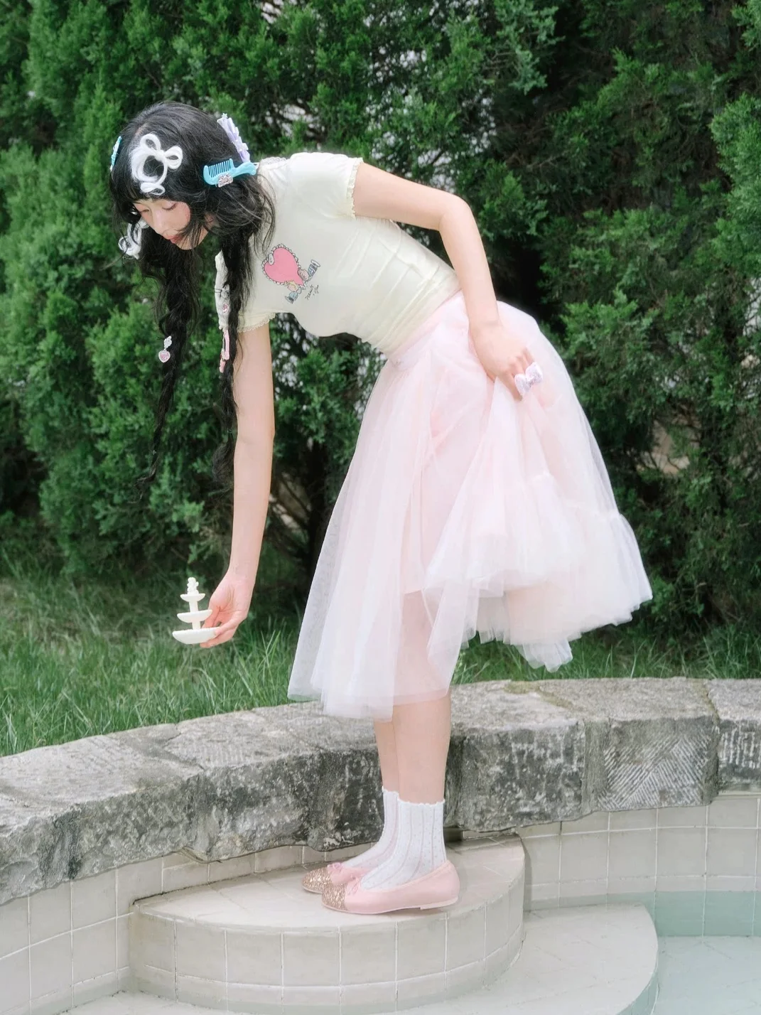 Concept Neun | Pink Sequin Round Toe Ballet Flats