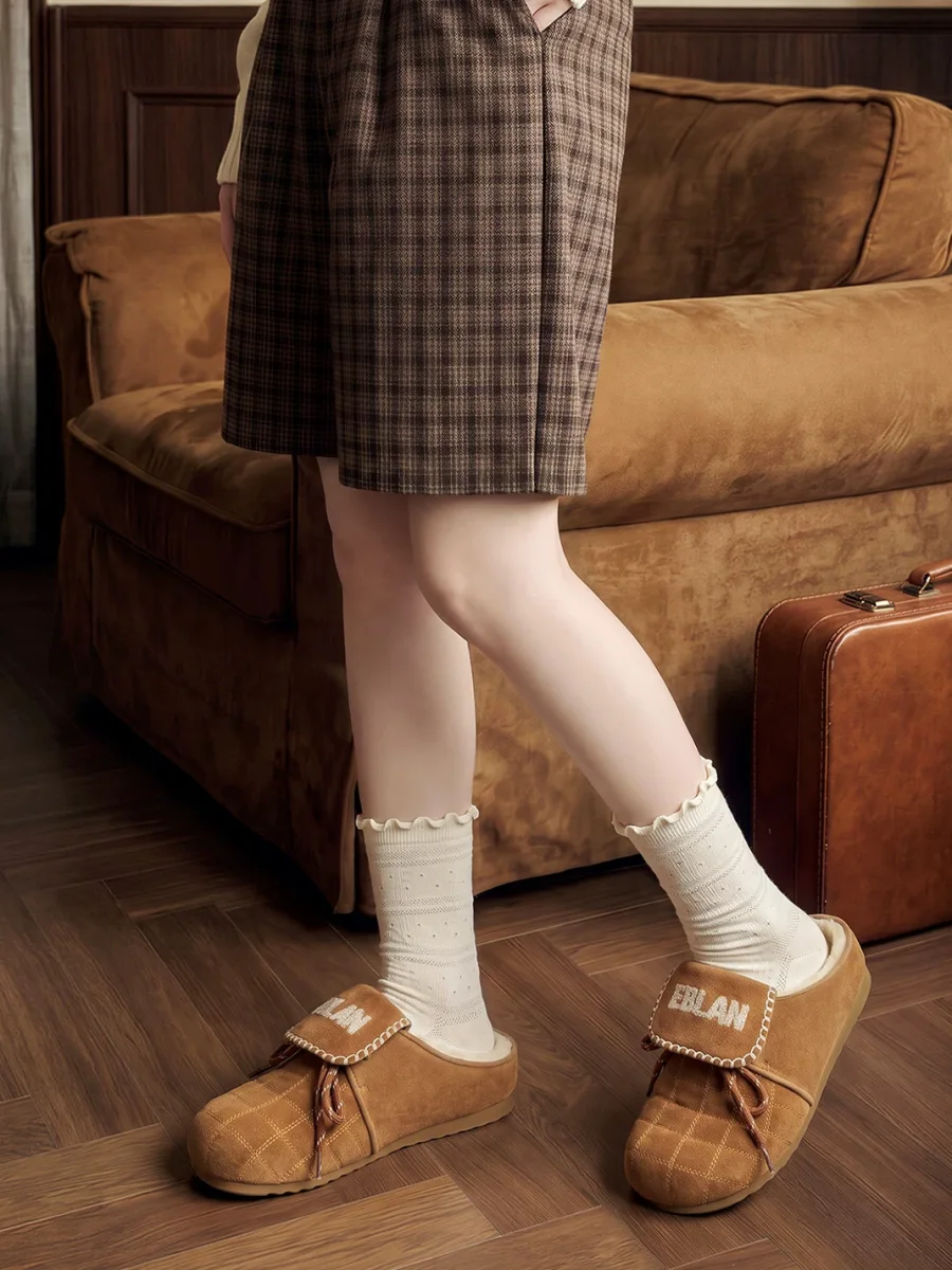 EBLAN | Fleece-Lined Closed-Toe Mule Slippers - 4