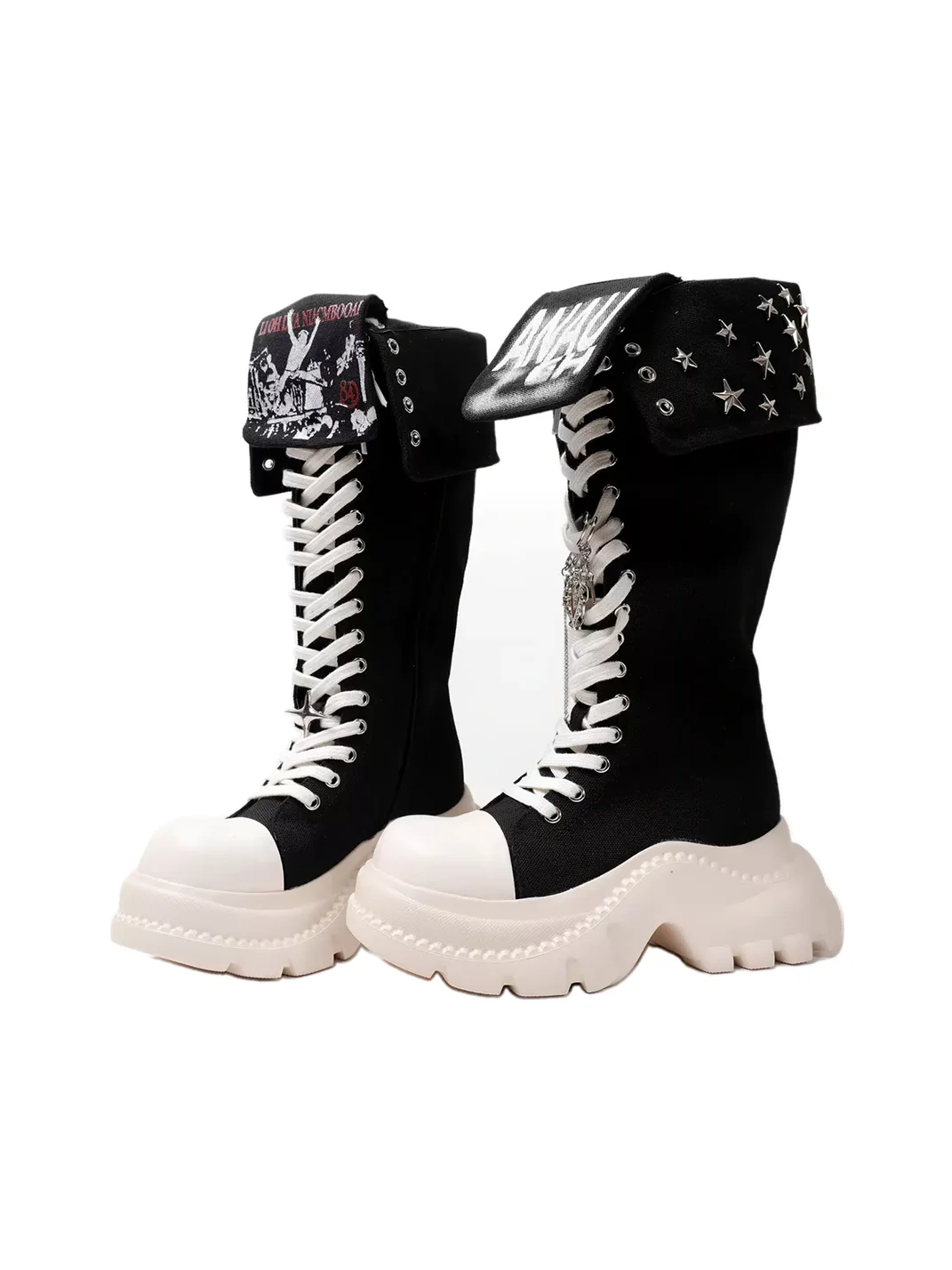 PINJIAHUI | Punk Platform Tall Canvas Boots