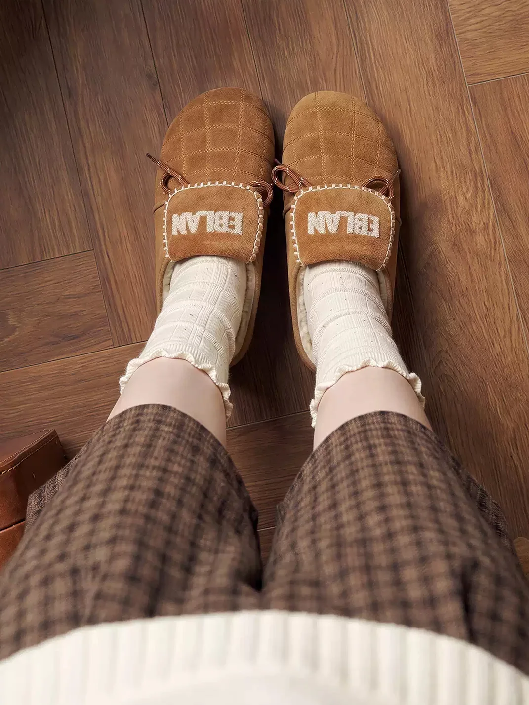 EBLAN | Fleece-Lined Closed-Toe Mule Slippers
