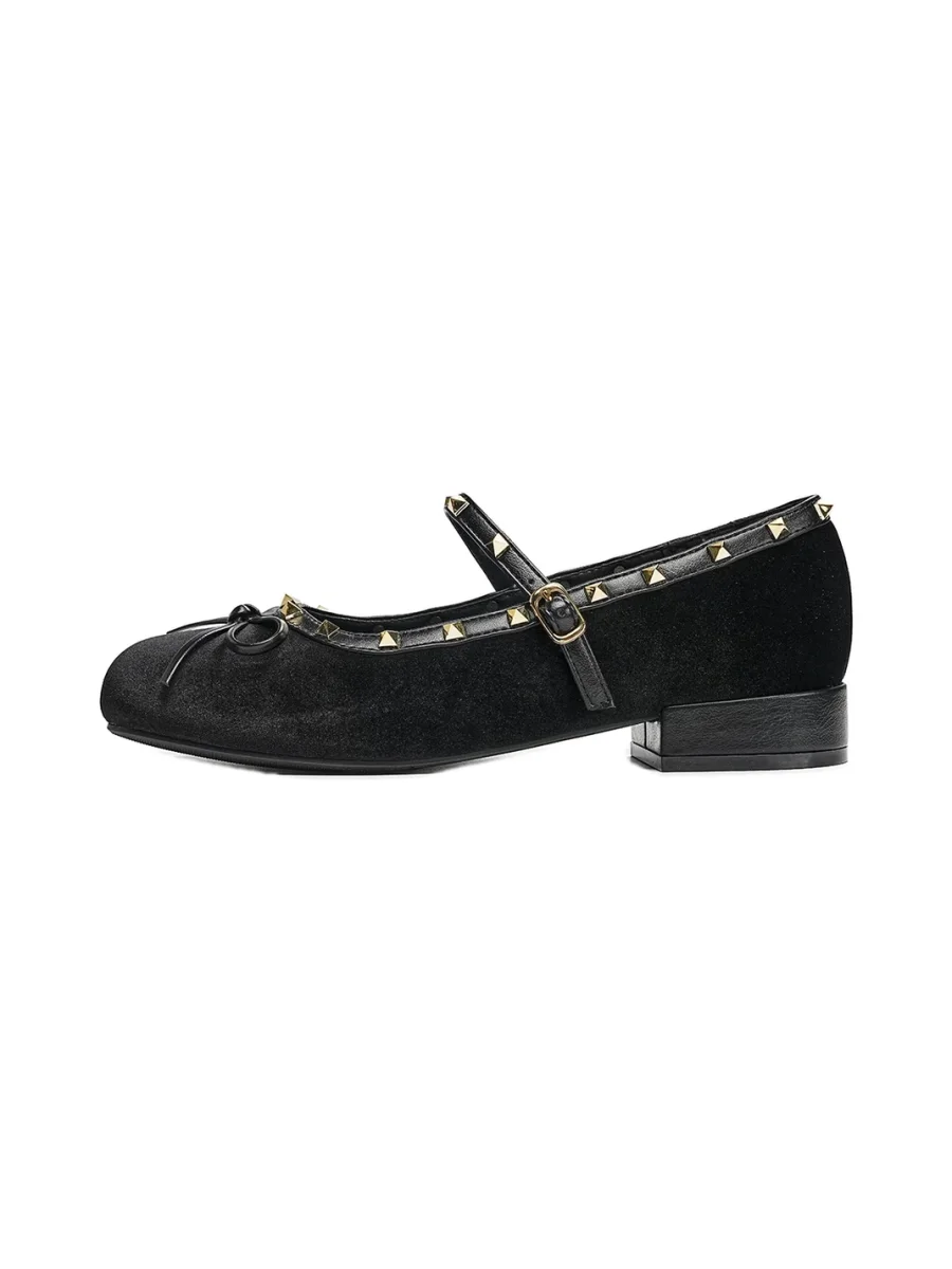 EBLAN | Studded Leopard Bow Mary Jane Flats - 3