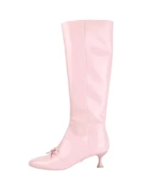 Concept Neun | Pink Bow Round Toe Heeled Boots