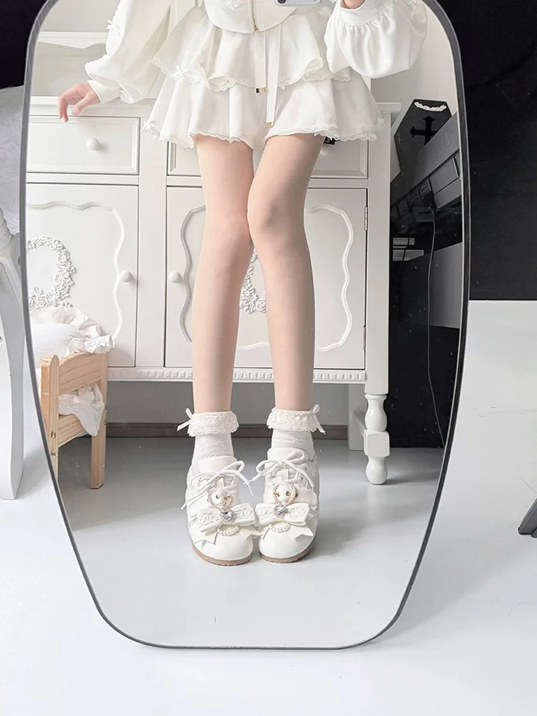 Transfer Student | Lace-Up Rhinestone Bow Low-Heel Sneakers