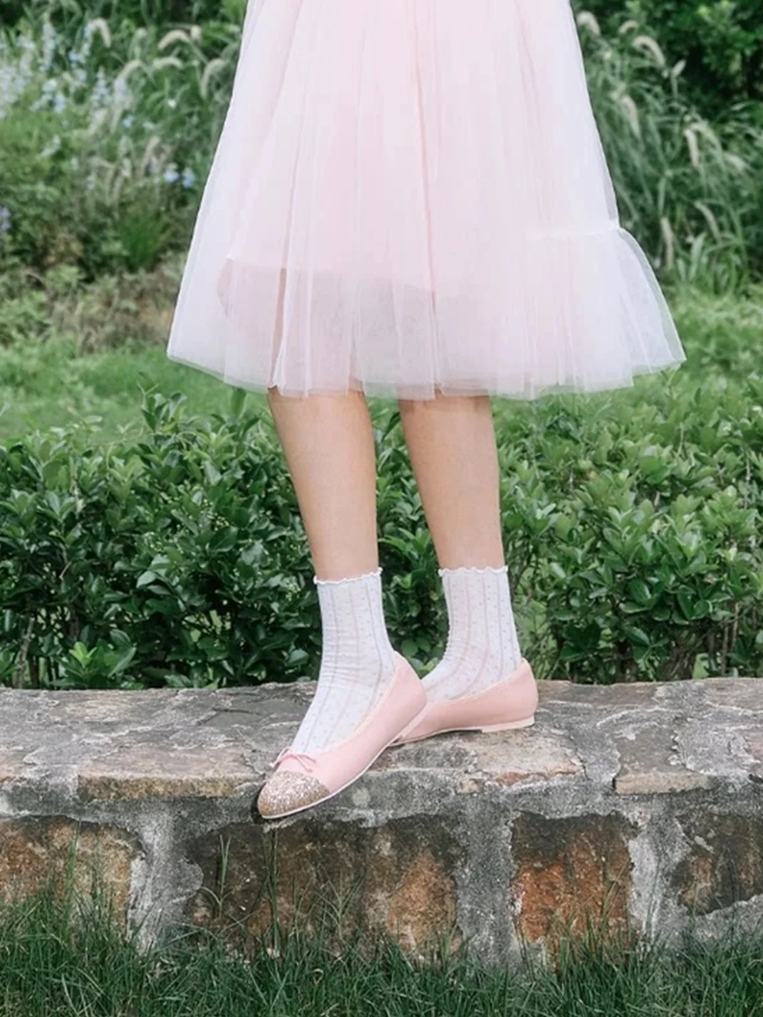 Concept Neun | Pink Sequin Round Toe Ballet Flats