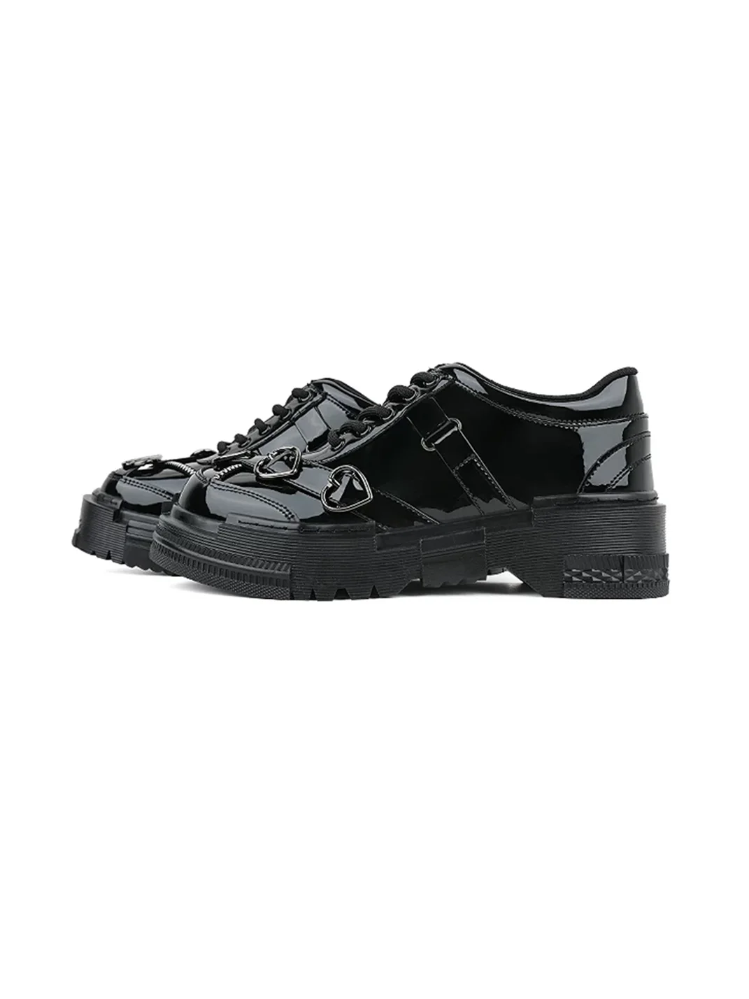 EMYLD | Black Heart Platform Leather Shoes