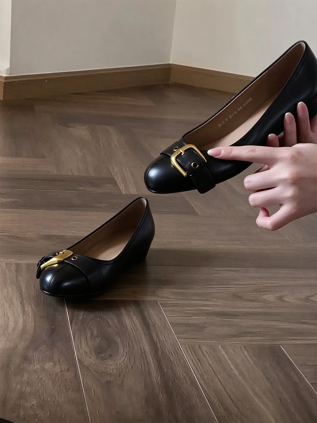 HoneyRain | Round Toe Buckle Slip On Flats