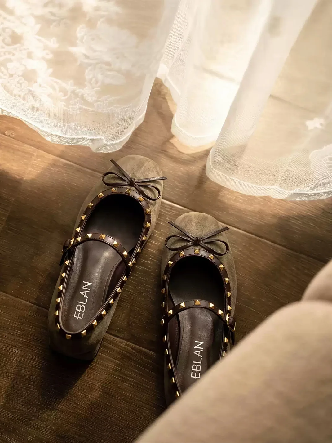 EBLAN | Studded Leopard Bow Mary Jane Flats
