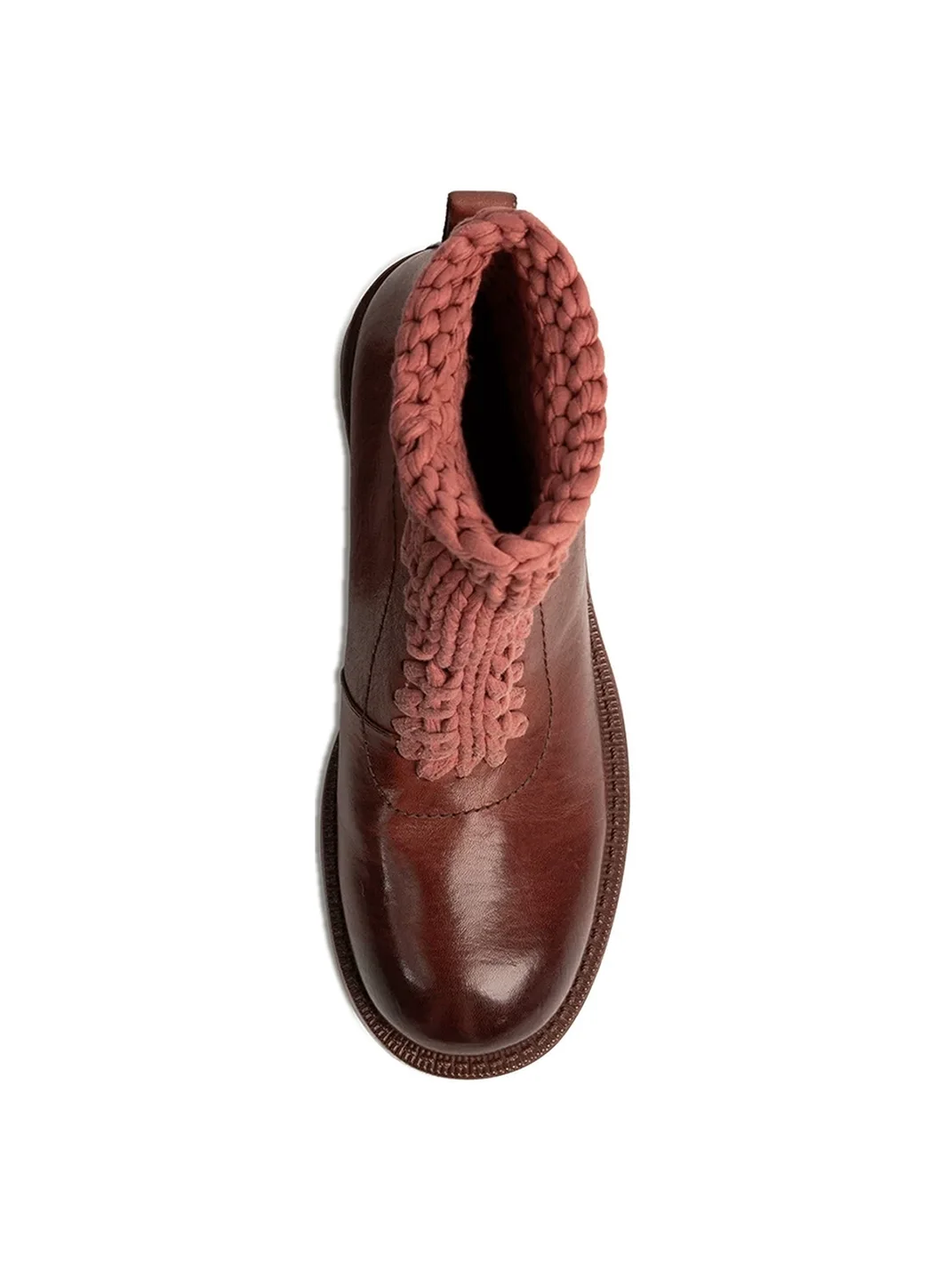 ZHUDAGE | Knit Panel Horsehide Chelsea Ankle Boots