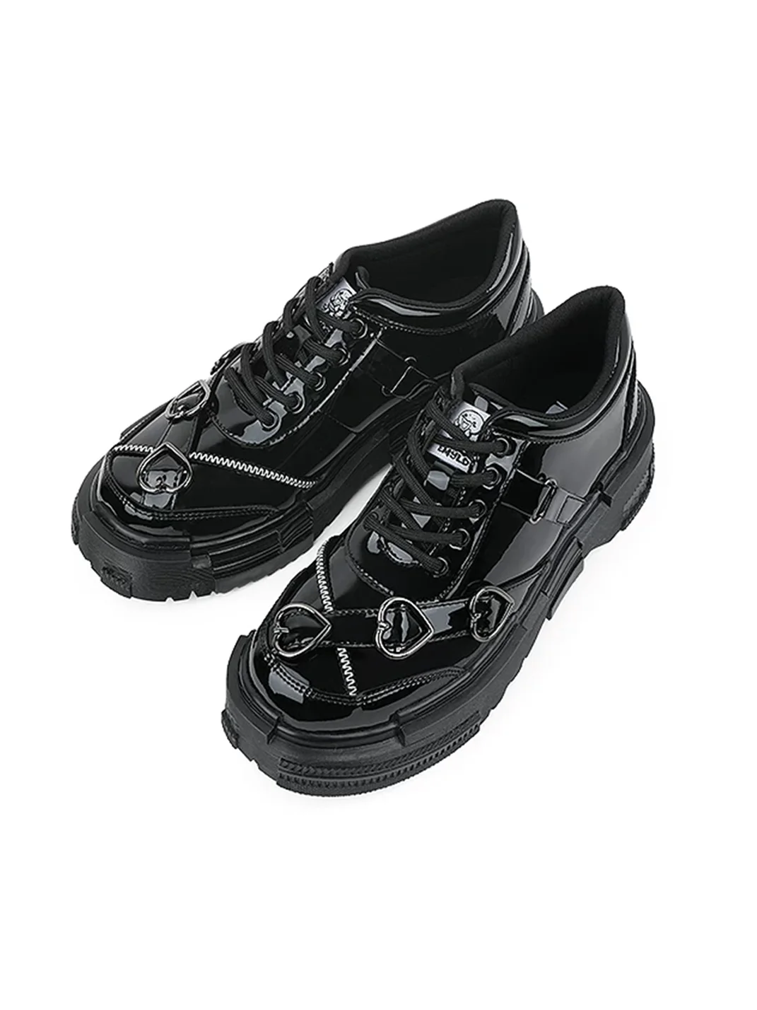 EMYLD | Black Heart Platform Leather Shoes