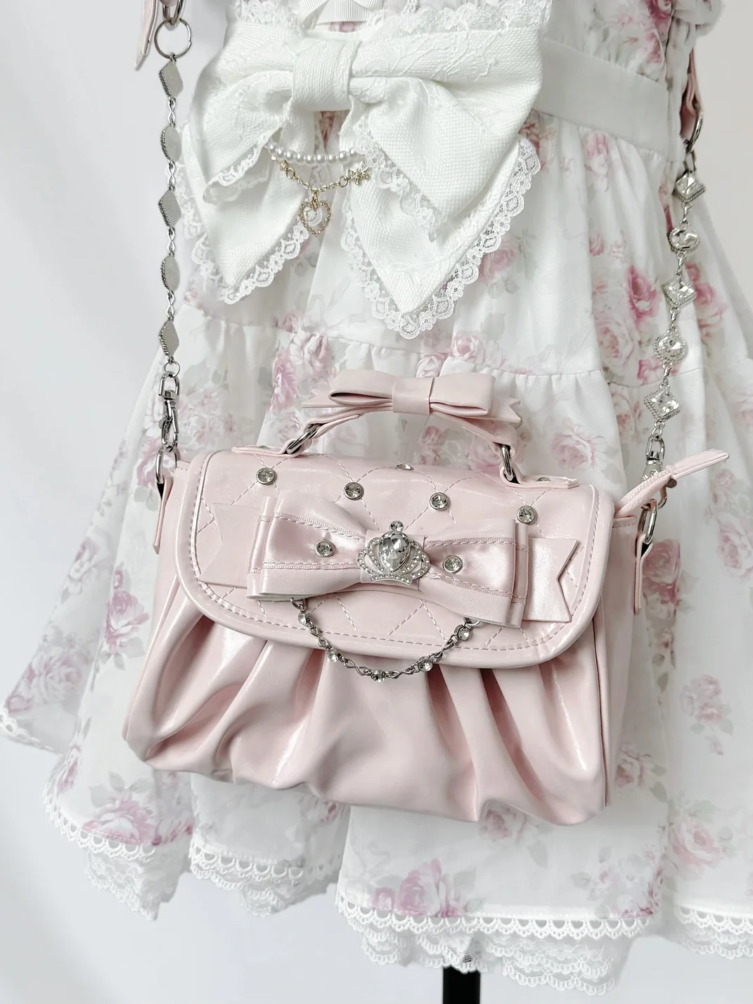 Transfer Student | Rhinestone Bow Lolita Shoulder And Crossbody Handbag