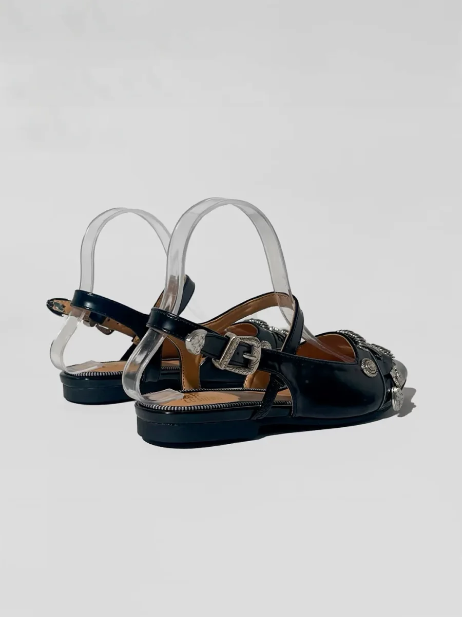 Angel | Pointed-Toe Metal-Embellished Buckle Strap Sandals - 3