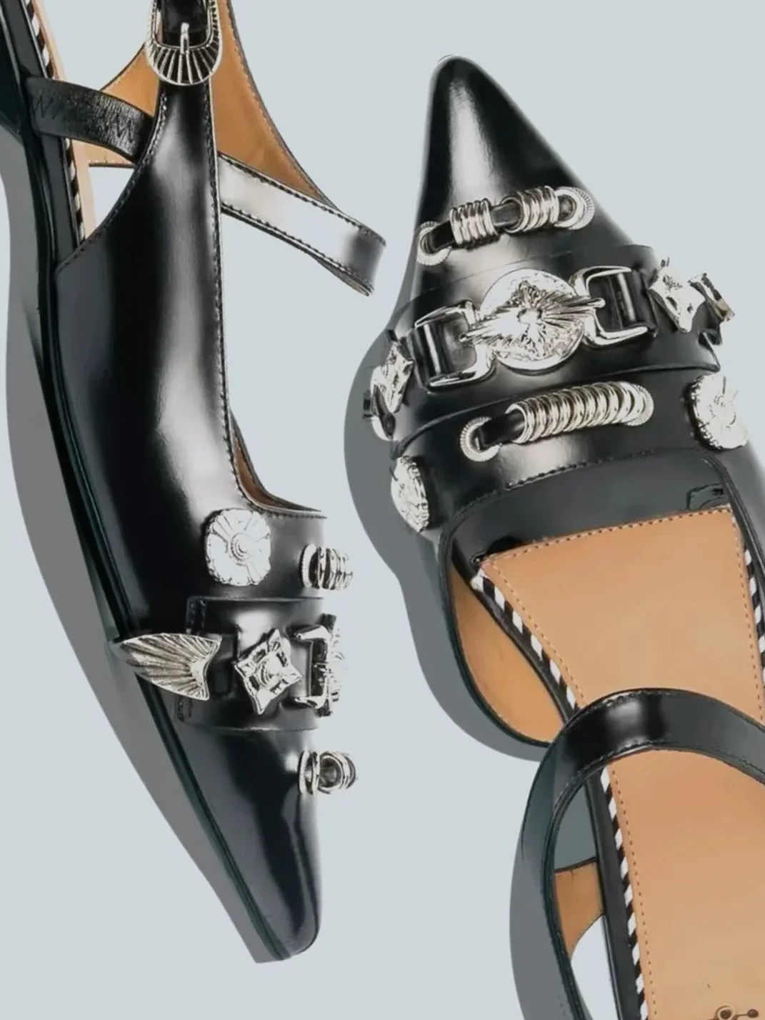 Angel | Pointed-Toe Metal-Embellished Buckle Strap Sandals