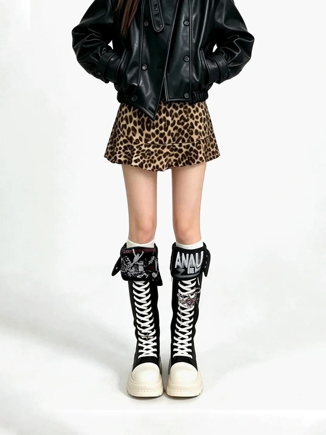 PINJIAHUI | Punk Platform Tall Canvas Boots
