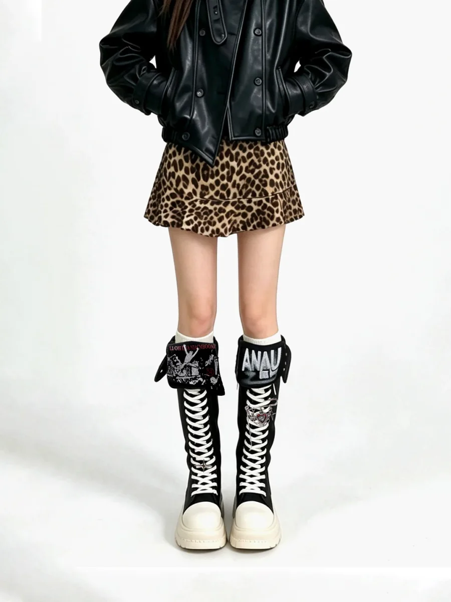 PINJIAHUI | Punk Platform Tall Canvas Boots - 2