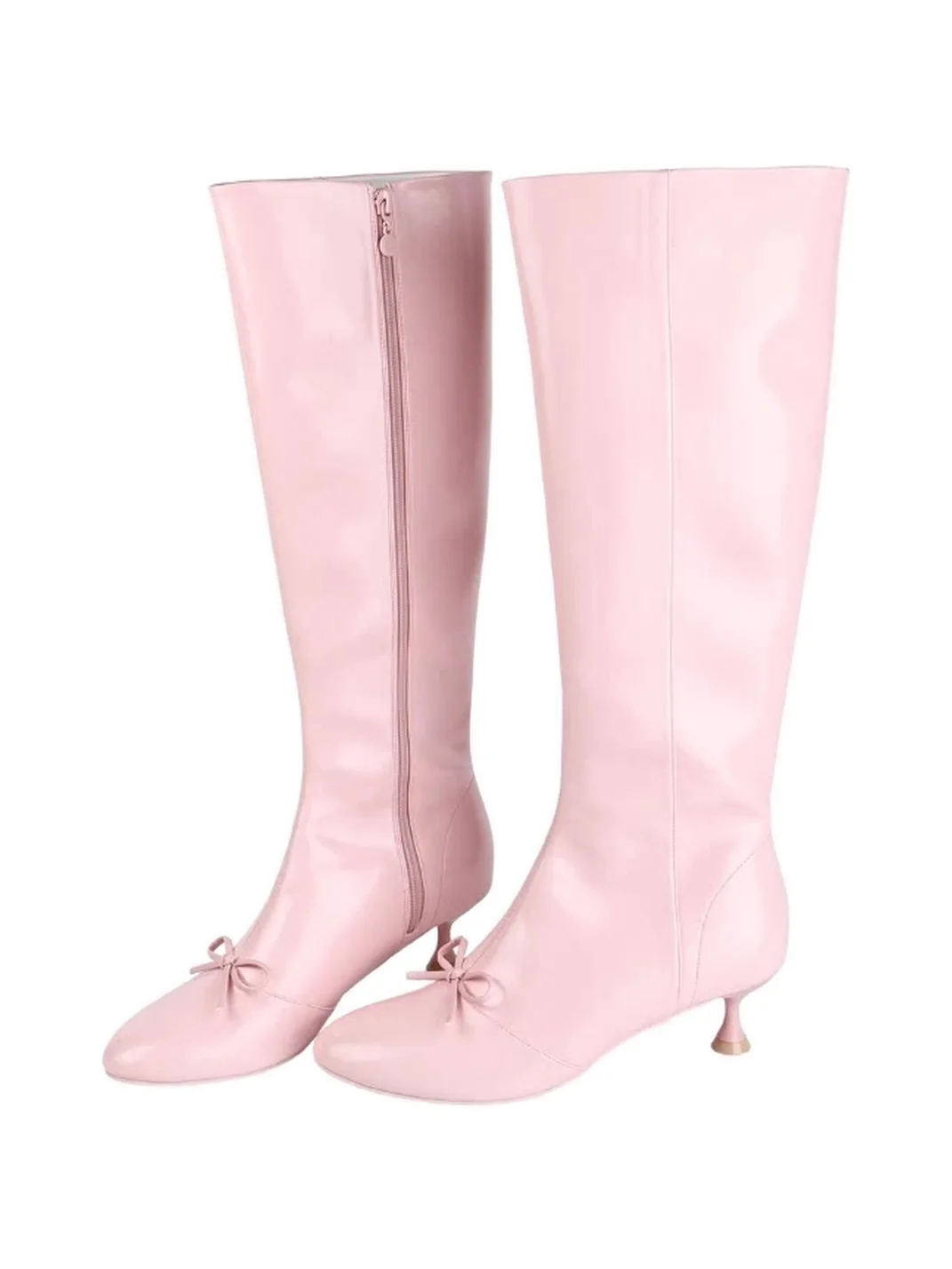 Concept Neun | Pink Bow Round Toe Heeled Boots