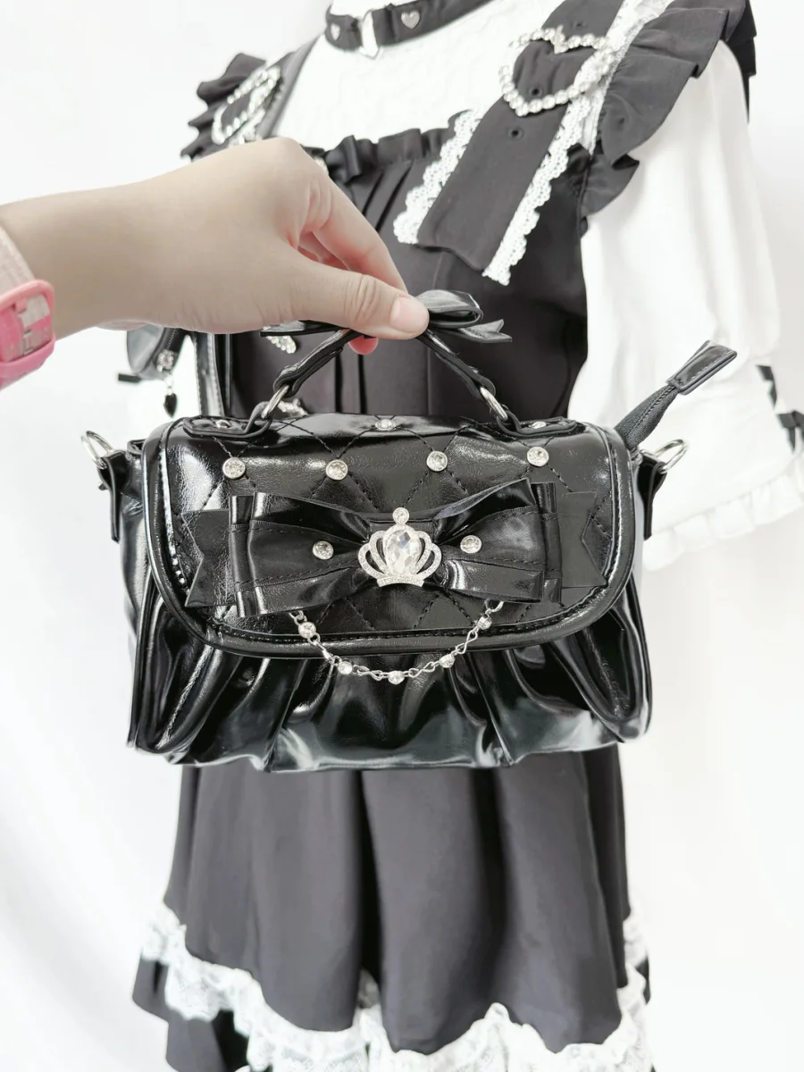 Transfer Student | Rhinestone Bow Lolita Shoulder And Crossbody Handbag - 4