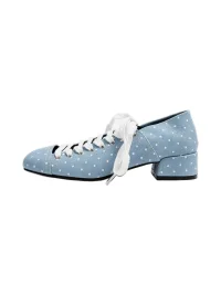 PINJIAHUI | Polka Dot Lace-Up Square-Toe Low-Heel Mary Janes