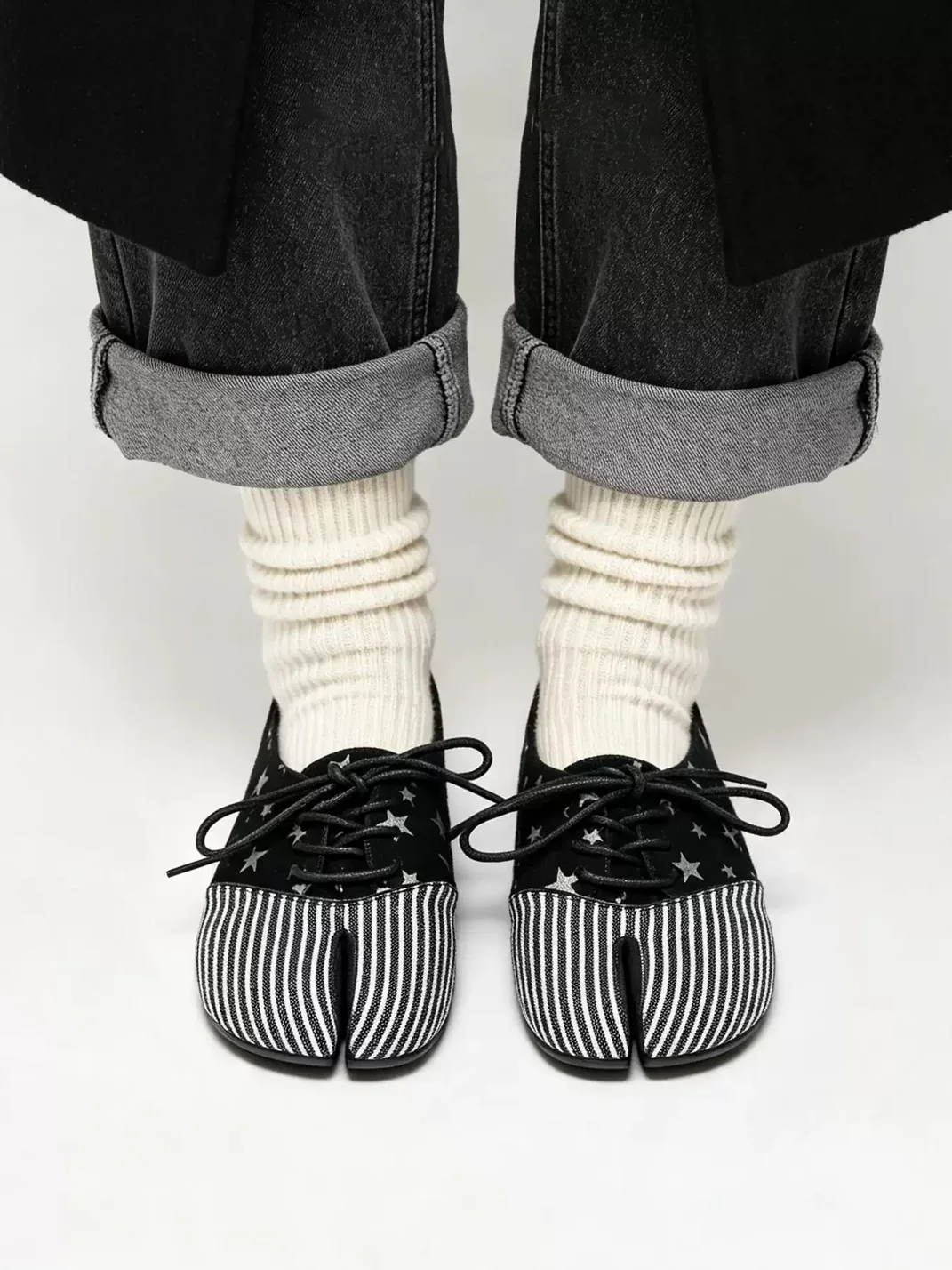 Littlegood | Striped Star Patchwork Split-Toe Flats
