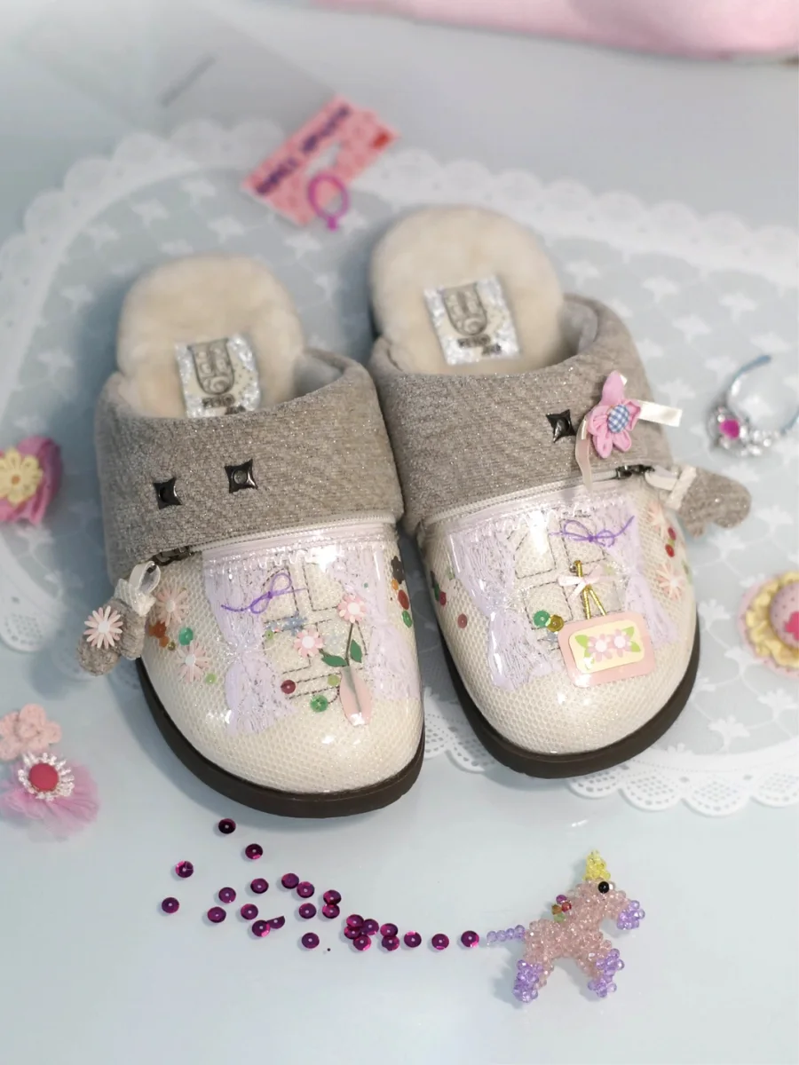 Out side window | DIY Display Compartment Shimmer Plush Slippers - 3