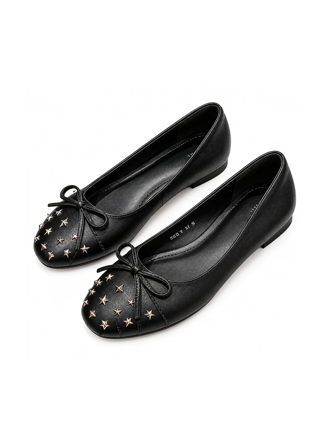 In lucky | Round-Toe Star Stud Bow Ballet Flats