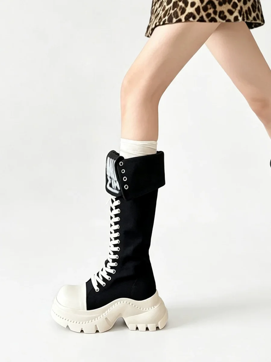 PINJIAHUI | Punk Platform Tall Canvas Boots - 4