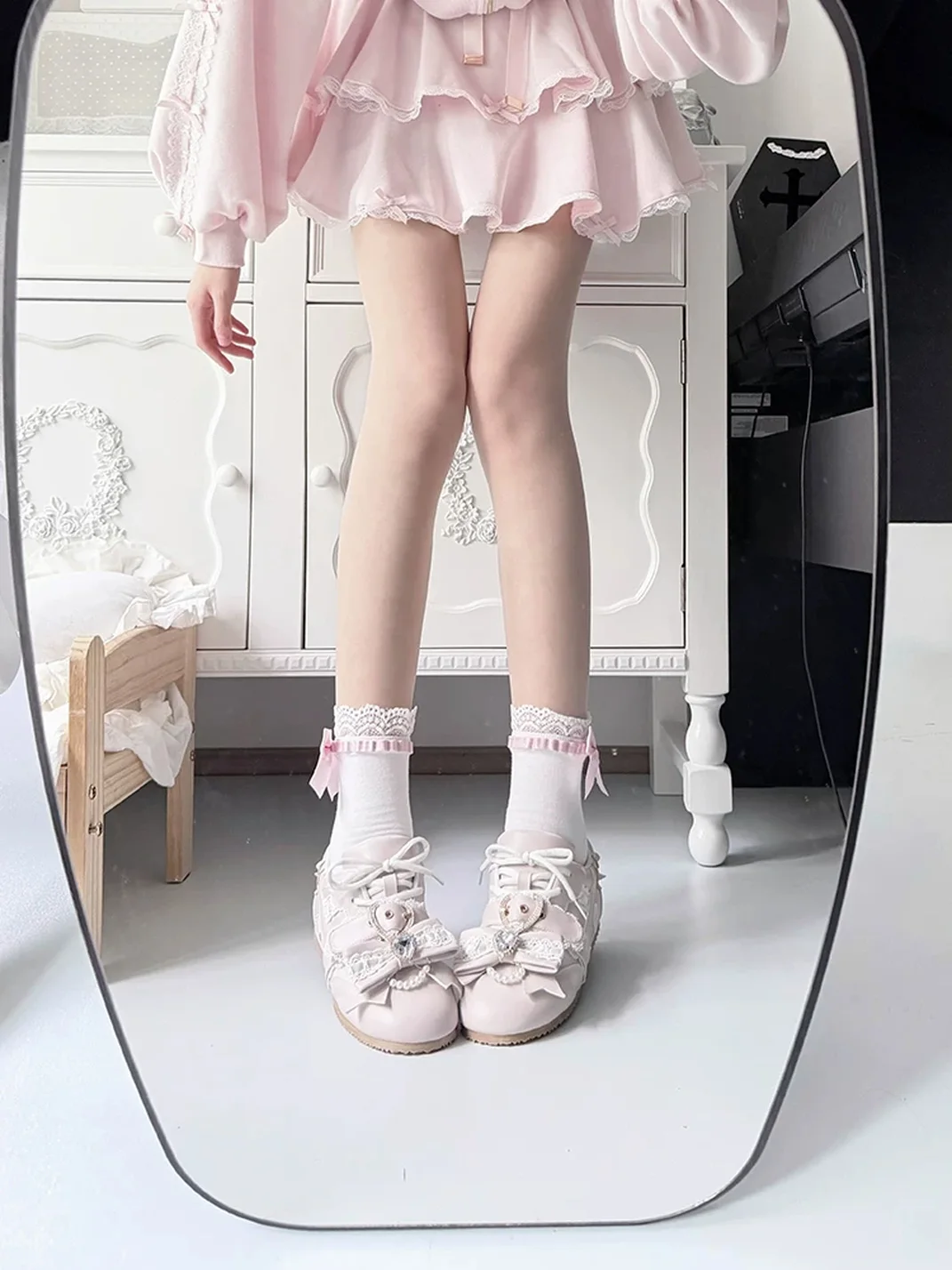 Transfer Student | Lace-Up Rhinestone Bow Low-Heel Sneakers