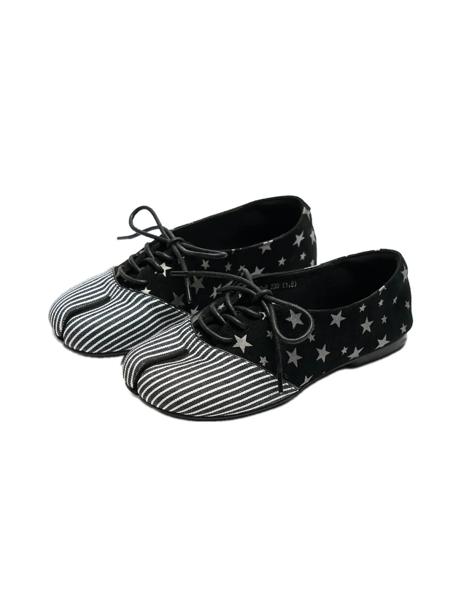 Littlegood | Striped Star Patchwork Split-Toe Flats - 4