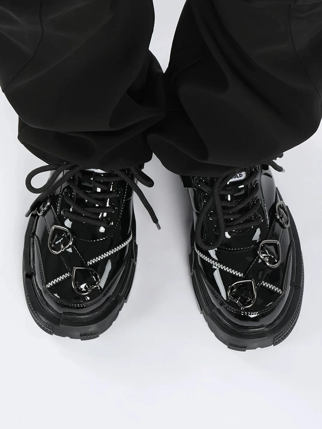 EMYLD | Black Heart Platform Leather Shoes