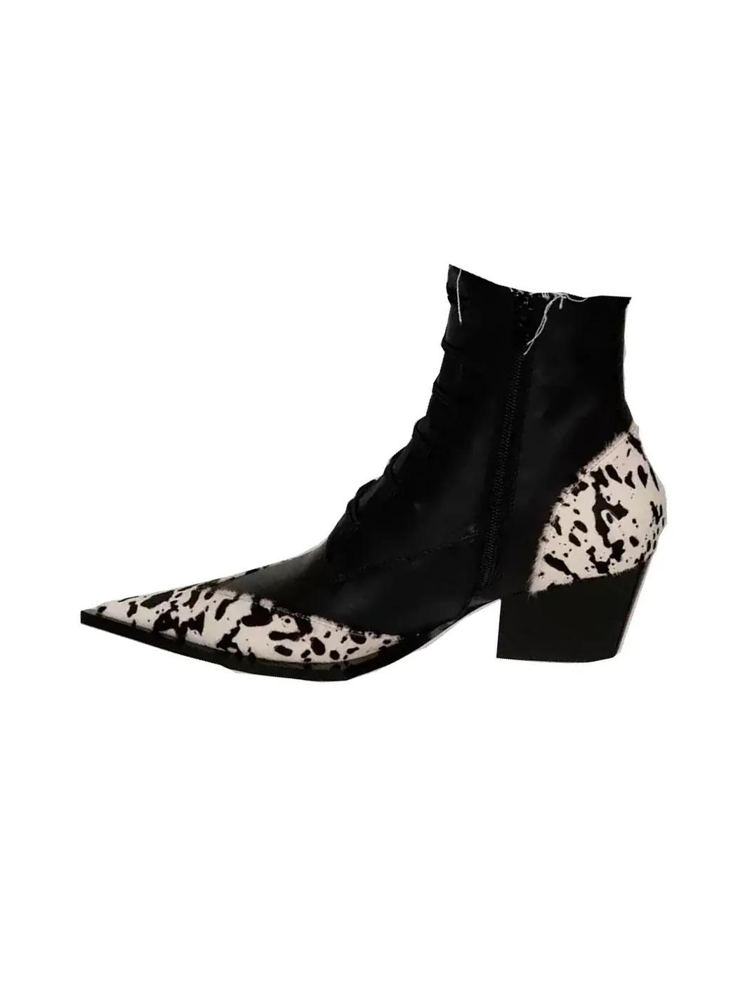 Angel | Pointed Toe Colorblock Side Zip Ankle Boots