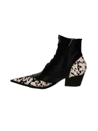 Angel | Pointed Toe Colorblock Side Zip Ankle Boots
