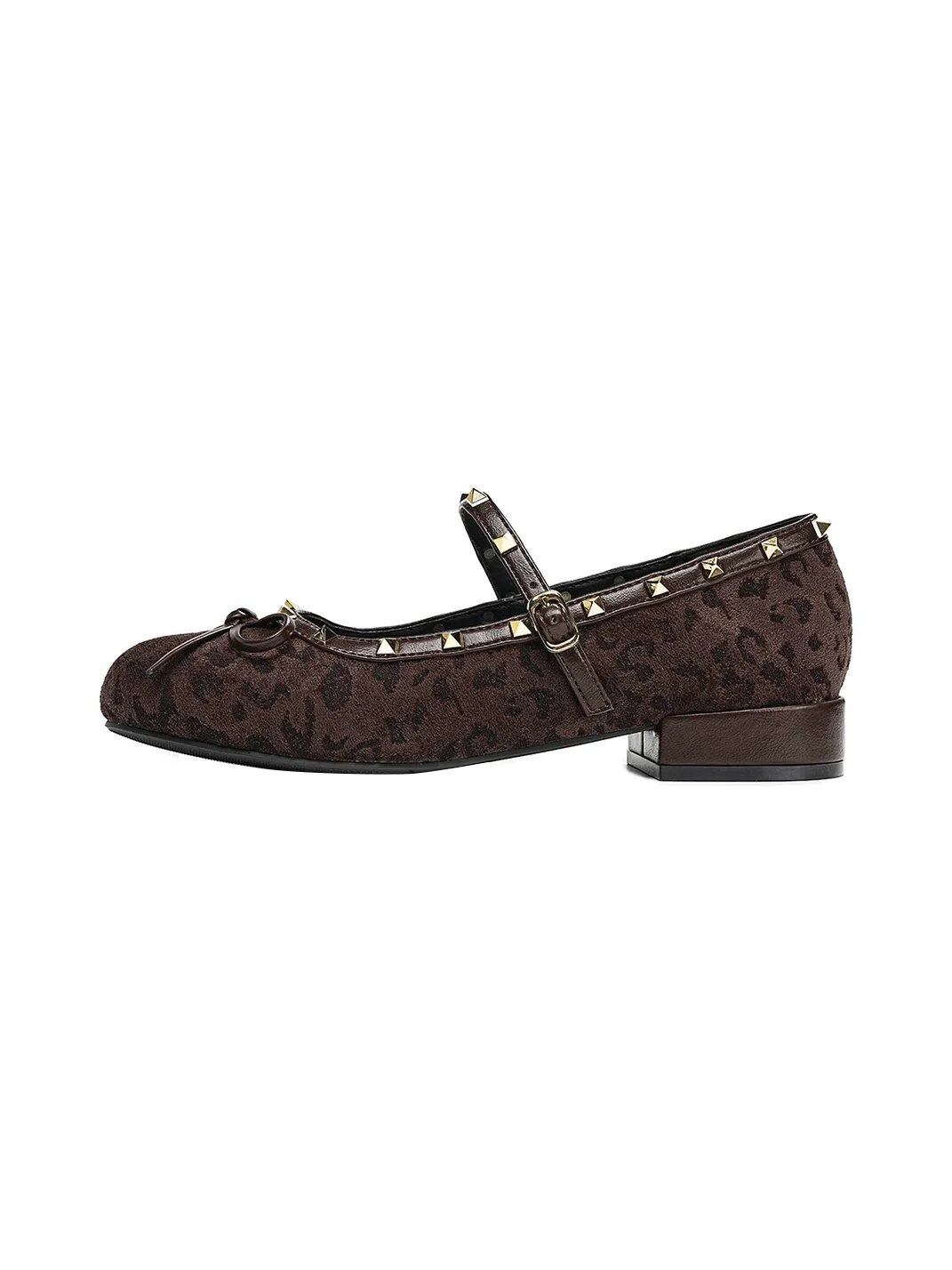 EBLAN | Studded Leopard Bow Mary Jane Flats