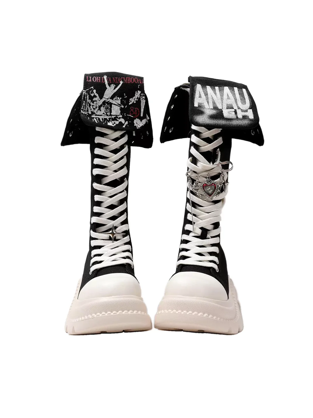PINJIAHUI | Punk Platform Tall Canvas Boots