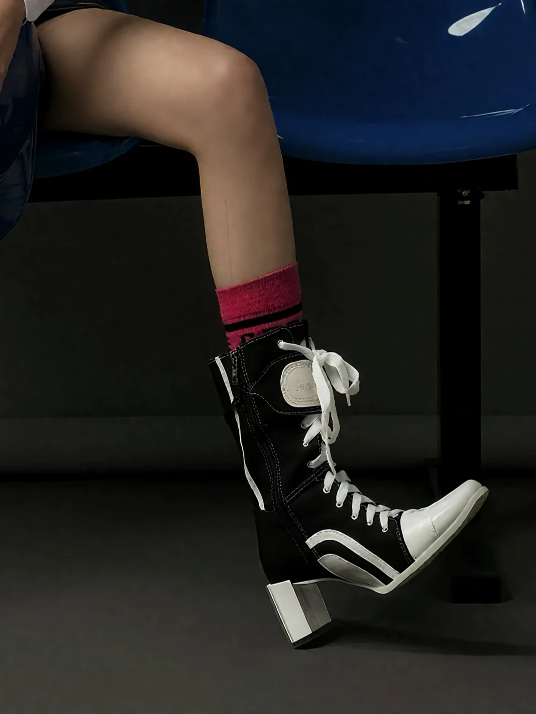 Angel | Square Toe Lace-Up Mid-Calf Boots