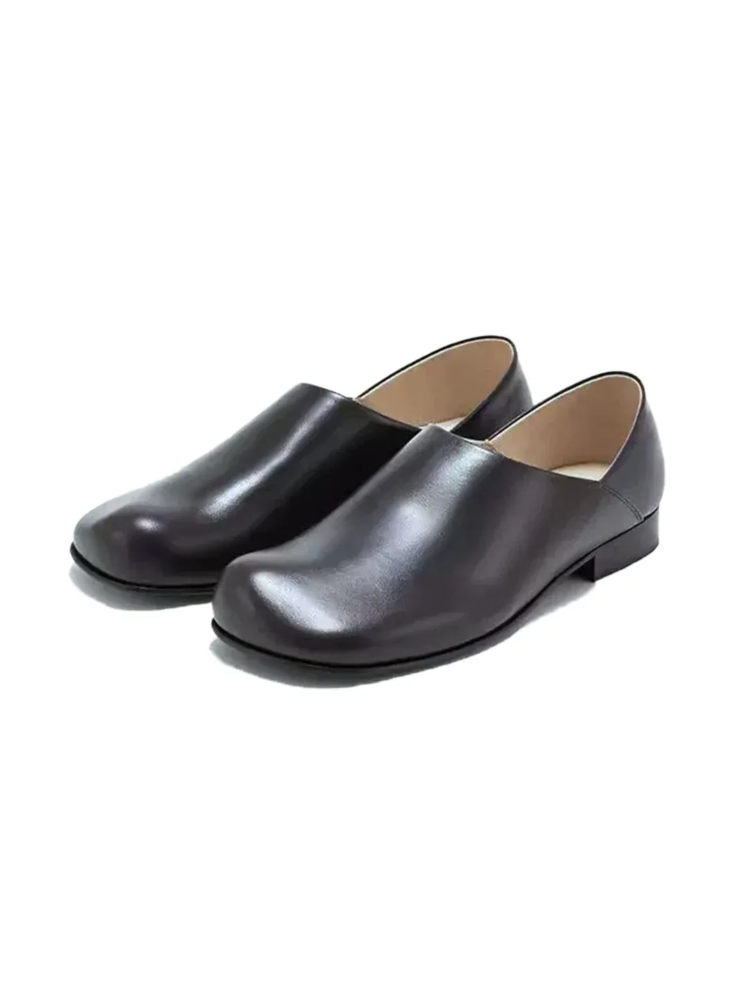 UNZIZHI | Leather Slip-On Loafers With Collapsible Heel