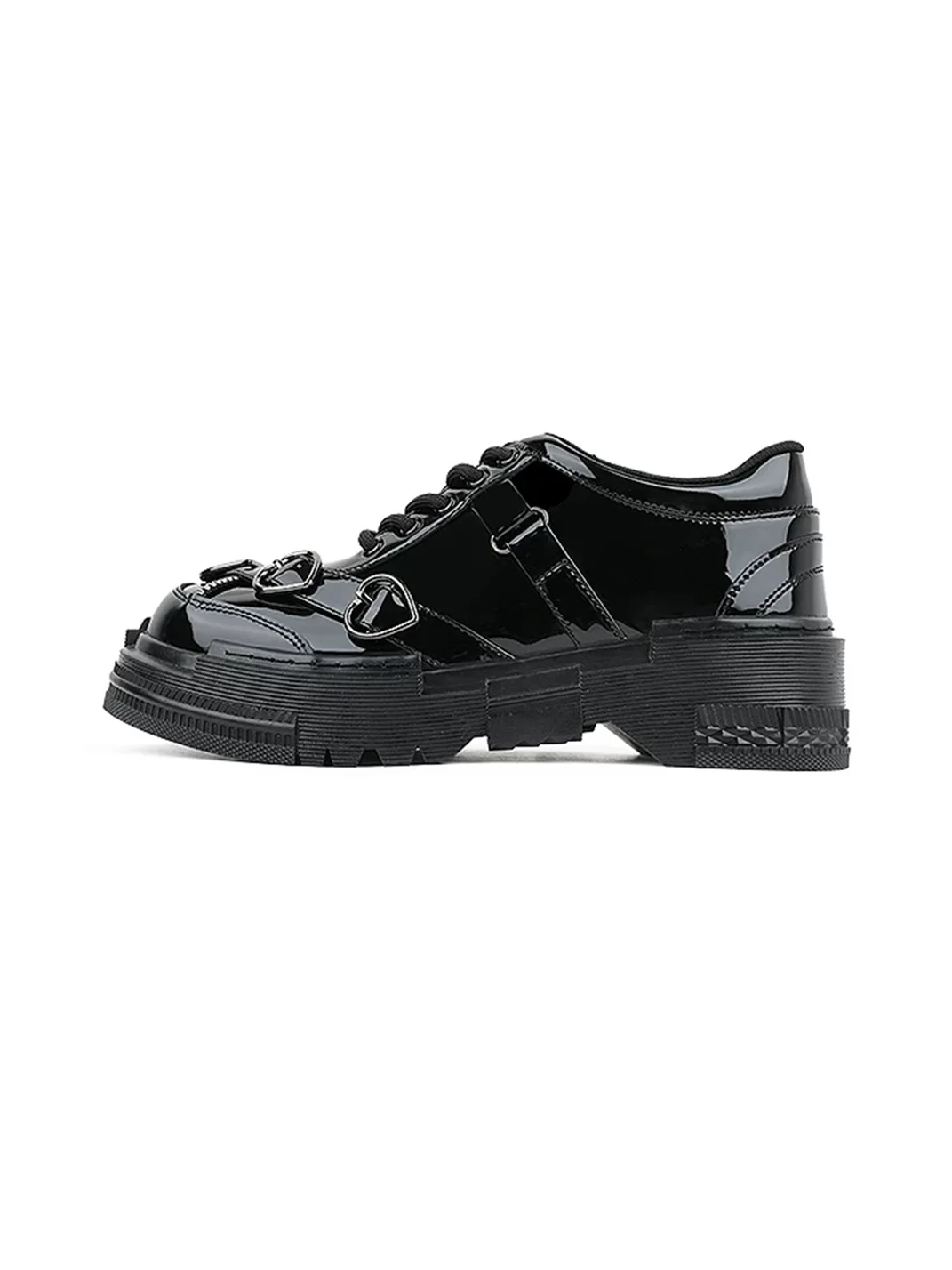 EMYLD | Black Heart Platform Leather Shoes